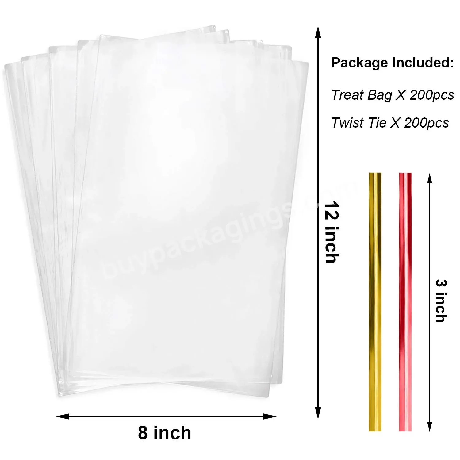 Opp Block Bottom Plastic Packaging Cellophane Bags For Christmas Gift Candy Food Chocolate Biscuits With Card Bottom