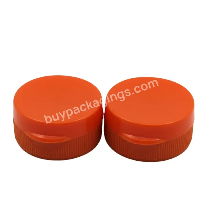 Orange Pp 38-400 Ribbed Skirt Hinged Flip Top Dispensing Cap With Aluminum Foil (his) Liner 38 400 Flip Top Cap