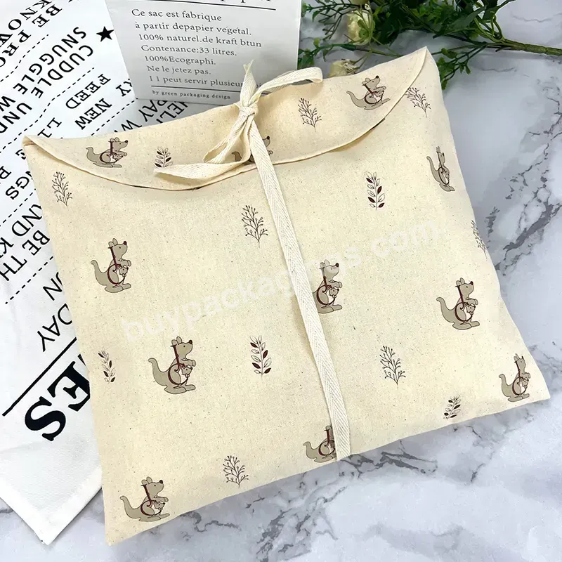 Organic Cotton Envelope Bags Fold Over Cotton Envelope Pouch Dust Clothes Pillow Pouch Bag With Cotton Bow Shoes Packing