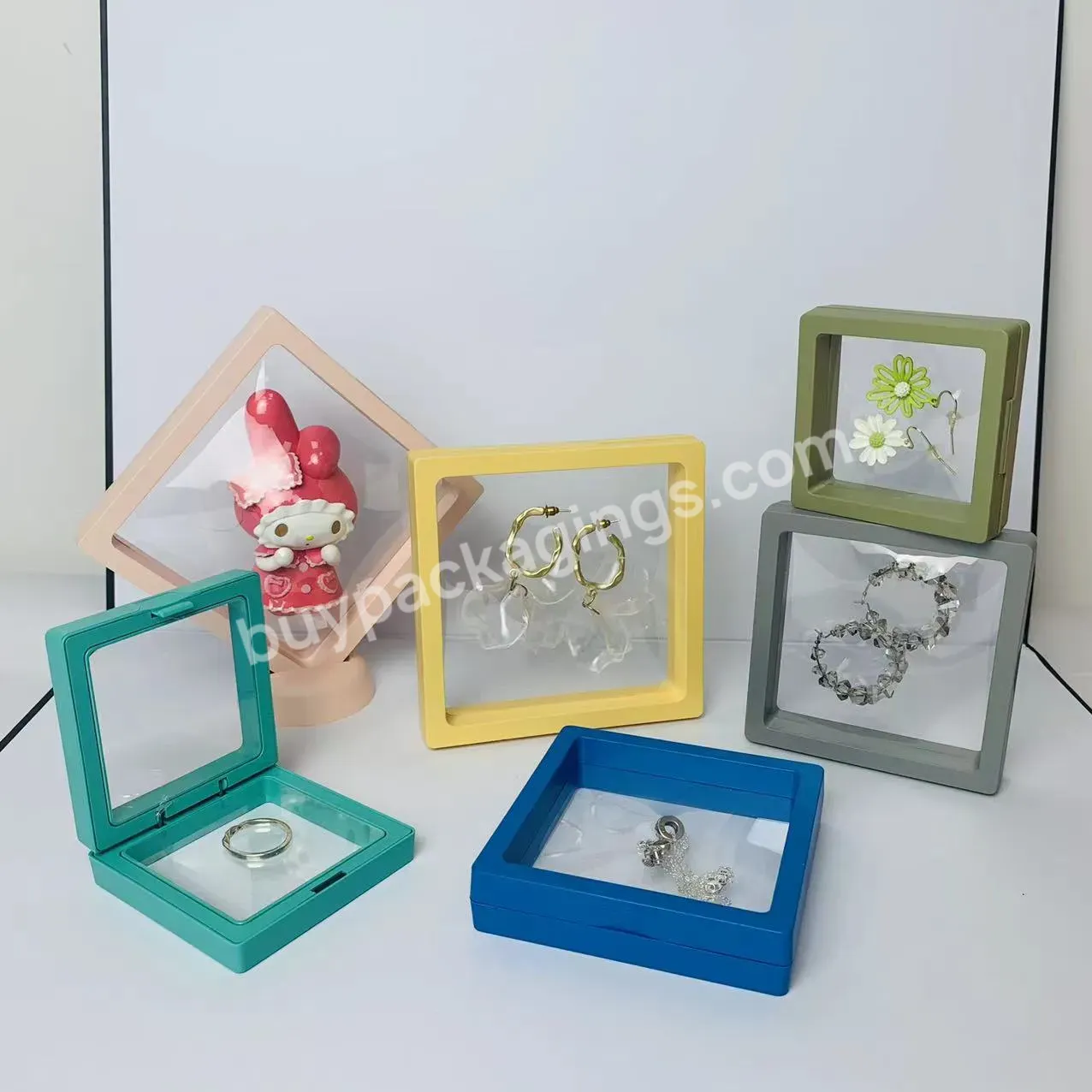 Original Factory Green 3d Floating Frame Display Stand Holder Jewelry Medals Specimens Coin Pin Organizers Case Box Packaging