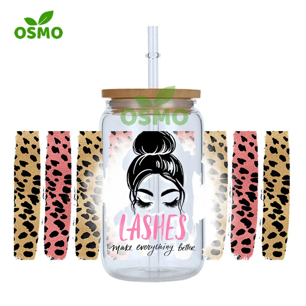 Osmo Factory Wholesale UV Dtf Cup Wraps 16oz Libbey Glass Can Wraps Transfers Sticker Decals