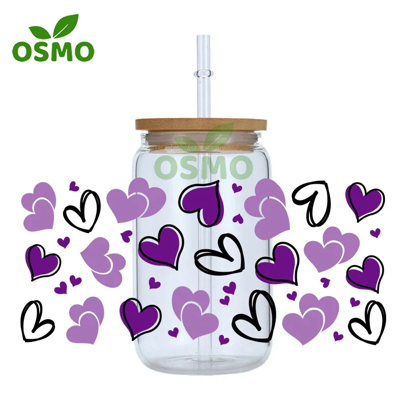 Osmo Factory Wholesale UV Dtf Cup Wraps 16oz Libbey Glass Can Wraps Transfers Sticker Decals