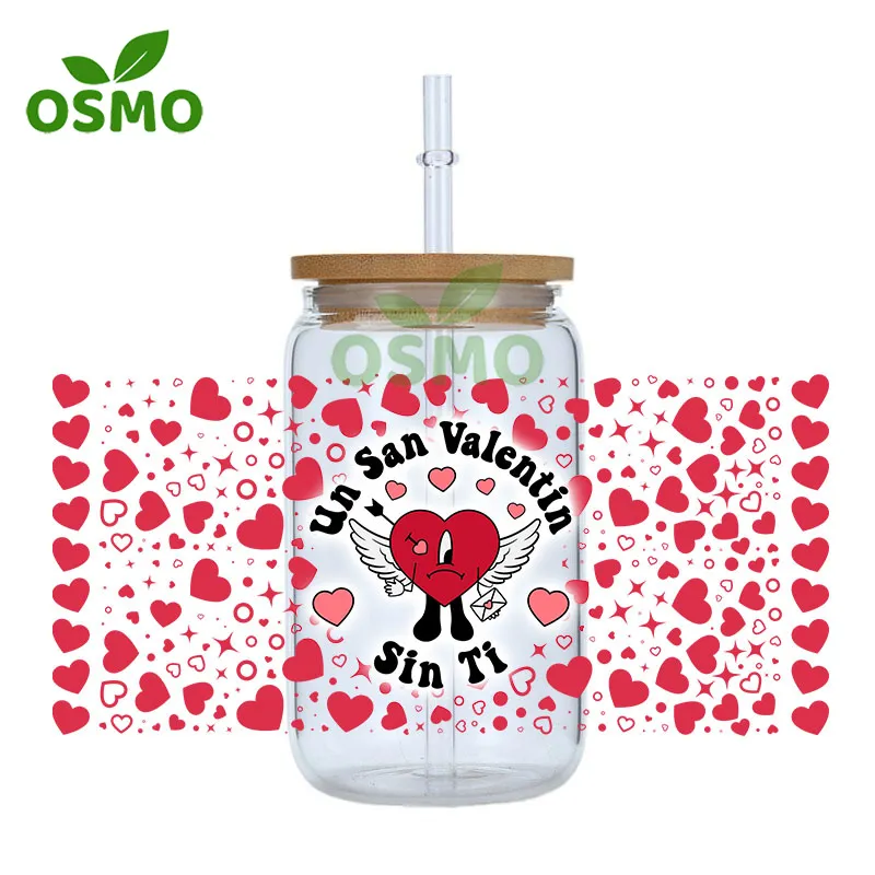 Osmo Ready to Ship Factory Wholesale Bad Bunny UV Dtf Cup Wraps Transfers Sticker Decals for 16oz 20oz Libbey Glass Can