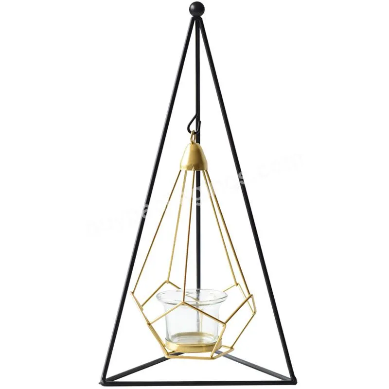 Outdoor Garden Hanging Decorative  Lamps Black Metal Frame Led Candle Lantern Holder