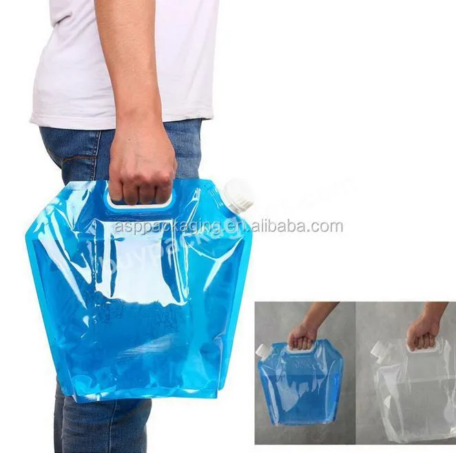 Outdoor Portable Folding Water Bag Plastic Water Bag Beverage Packaging Bag With Handle Spout Pouch Nylon 5l 10l 20l Tea Pe Asp