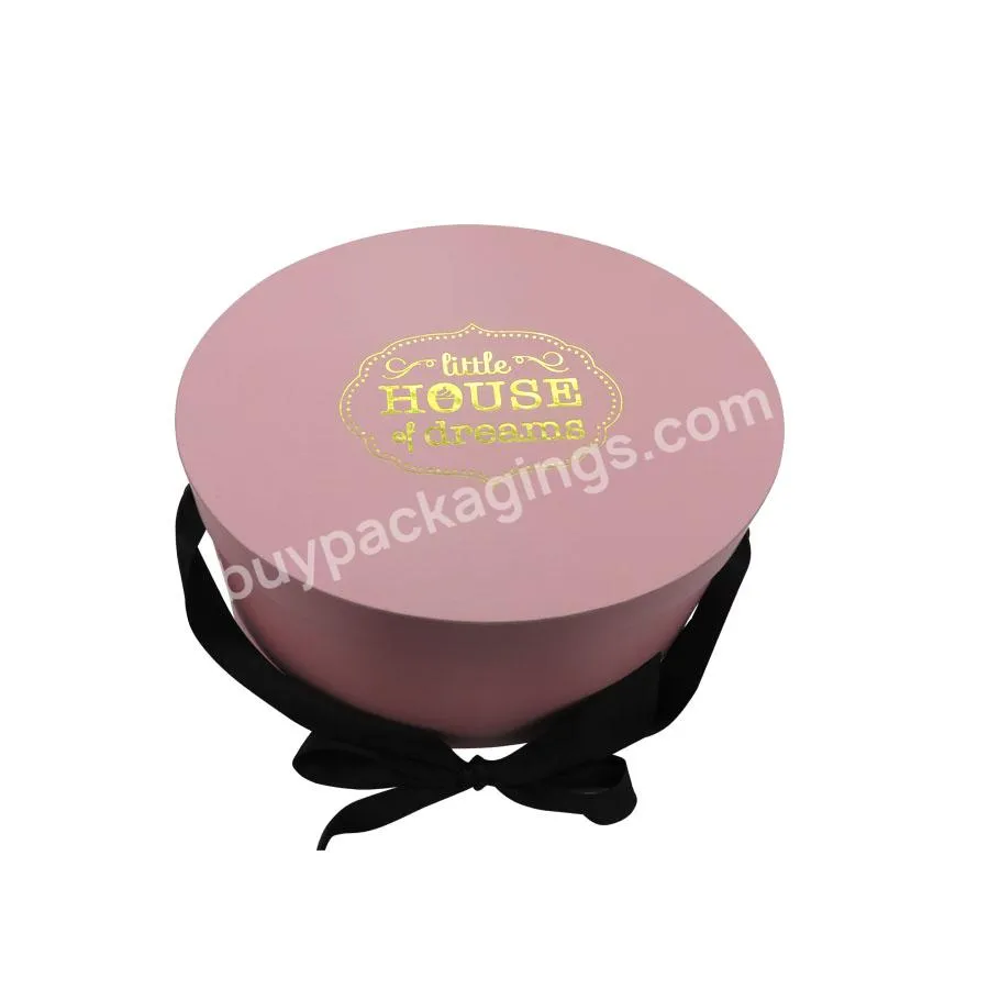 Oval Cake Packaging Box Round Cardboard Cylinder Gift Box with Ribbon