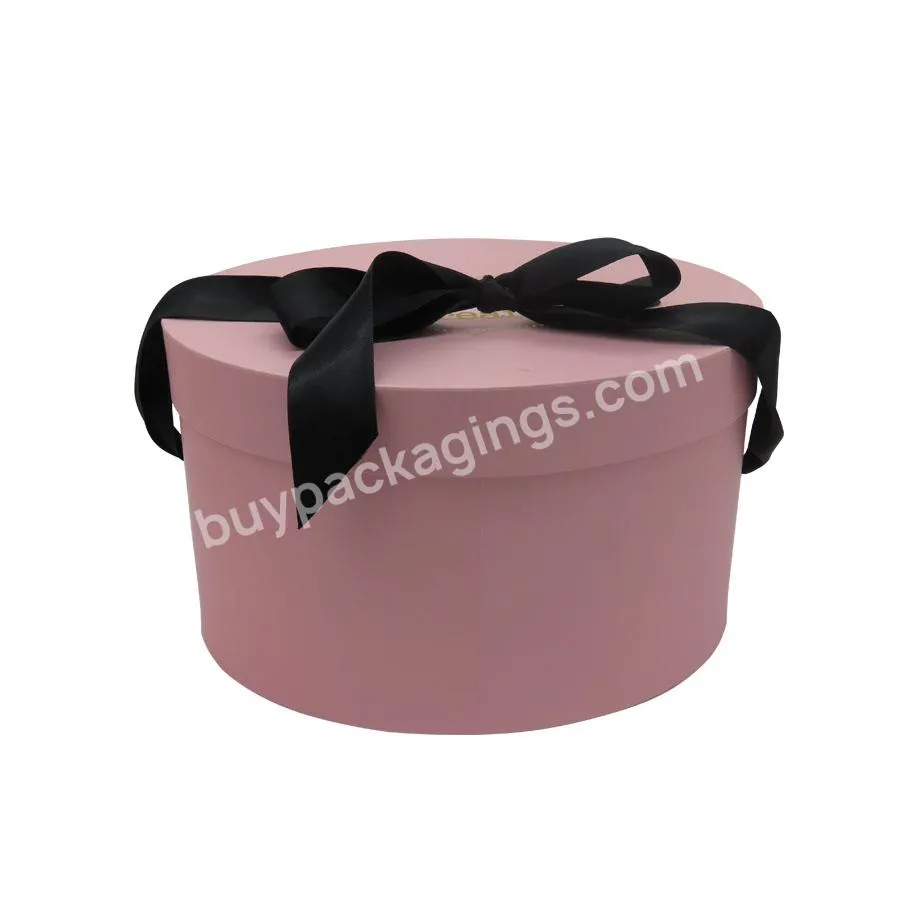 Oval Cake Packaging Box Round Cardboard Cylinder Gift Box with Ribbon