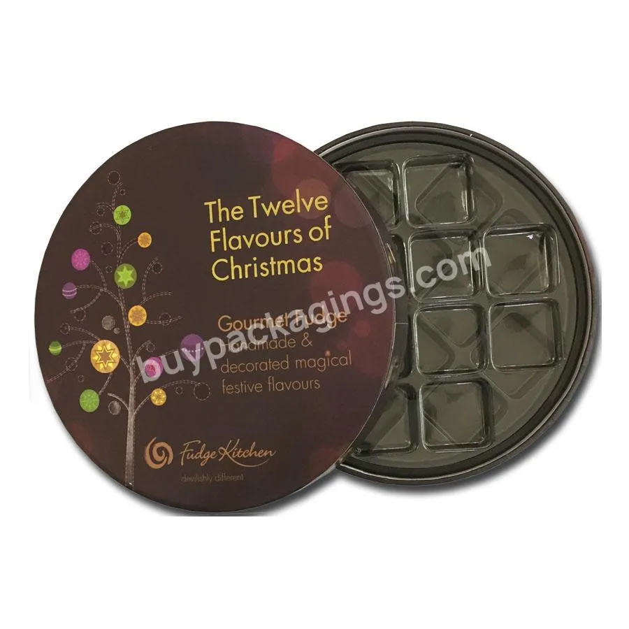Oval Round Shaped box factory matt lamination round chocolate packaging box with plastic tray