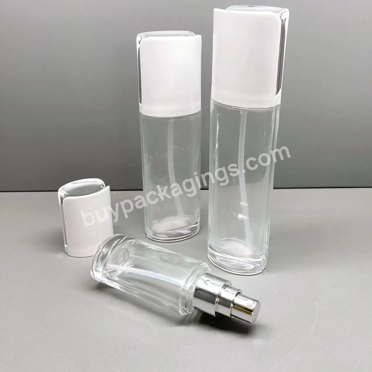 Oval Shape Luxury Glass Lotion Pump Bottle And Jar Set Cosmetic Packing Set 30/50/40/100/120/150ml