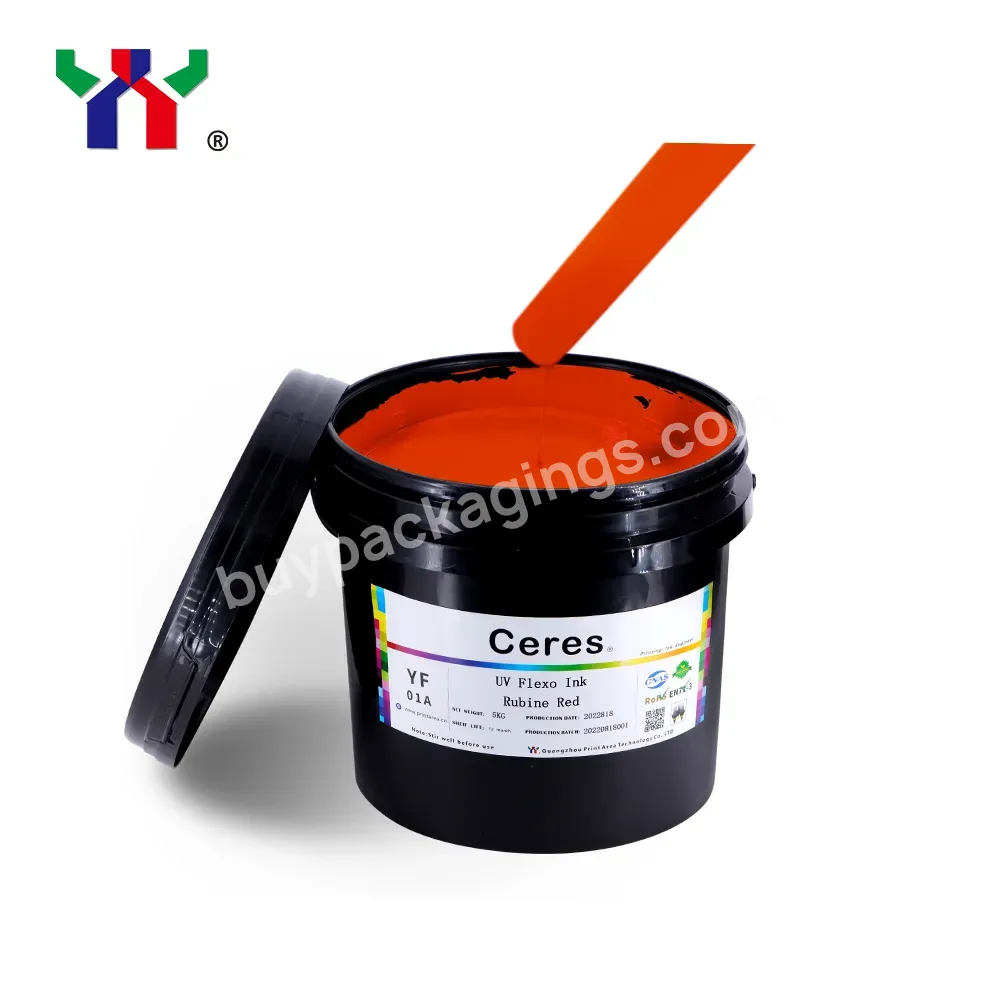 Package 5kg/can Ceres Uv Flexo Printing Ink For Label Rubine Red Color