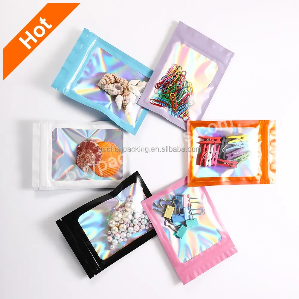 Packaging Bag Zip Packing Pouch With Plastic Valve,Holographic Ziplock Bags,Jewellery Zip Pouches