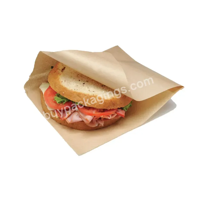 Packaging Factory Free Design Logo Oil Proof Bread Hamburger Fried Food Greaseproof Kraft Paper Packaging For Food