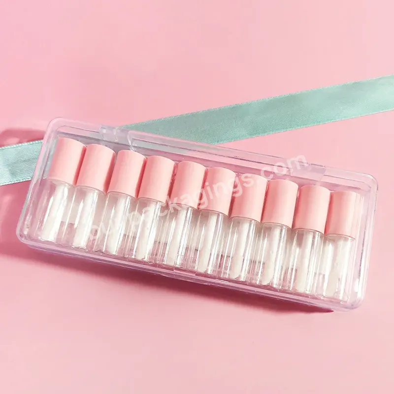 Packaging Lip Gloss Tube Set With Pink Cap 10 Pcs Per Set Mini Lip Gloss Tube Empty Small Plastic Sample Tubes Lip Gloss