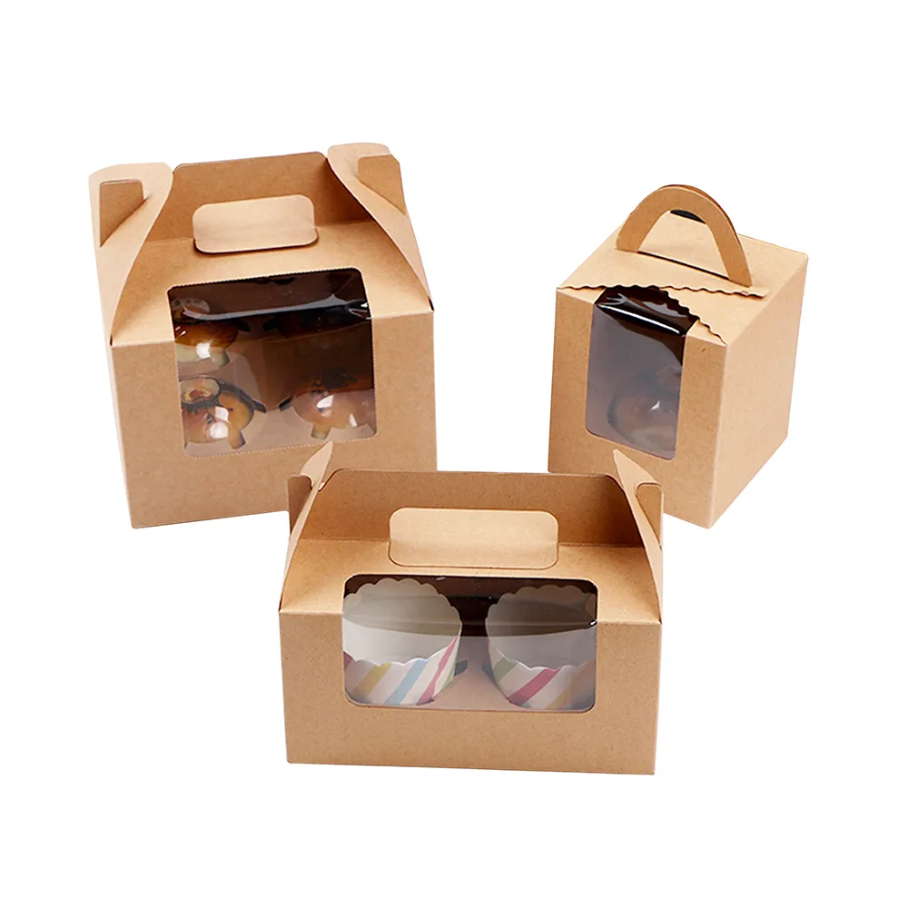 Packaging malaysia cupcake kraft paper dessert cup box with handle