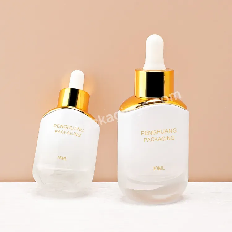 Packaging Supplier Luxury White Gradient Customize 30ml 1oz Serum Glass Dropper Bottle With Pipette For Cosmetic Oil