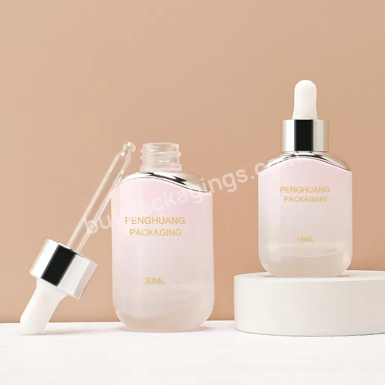 Packaging Supplier Luxury White Gradient Customize 30ml 1oz Serum Glass Dropper Bottle With Pipette For Cosmetic Oil