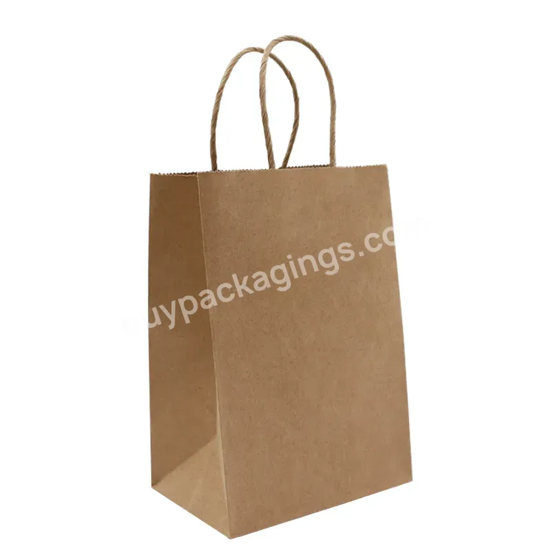 Packaging Supplies Clothing Custom Printed Kitchen Food Waste Plaid Kraft Tote Paper Bags With Rope Handles