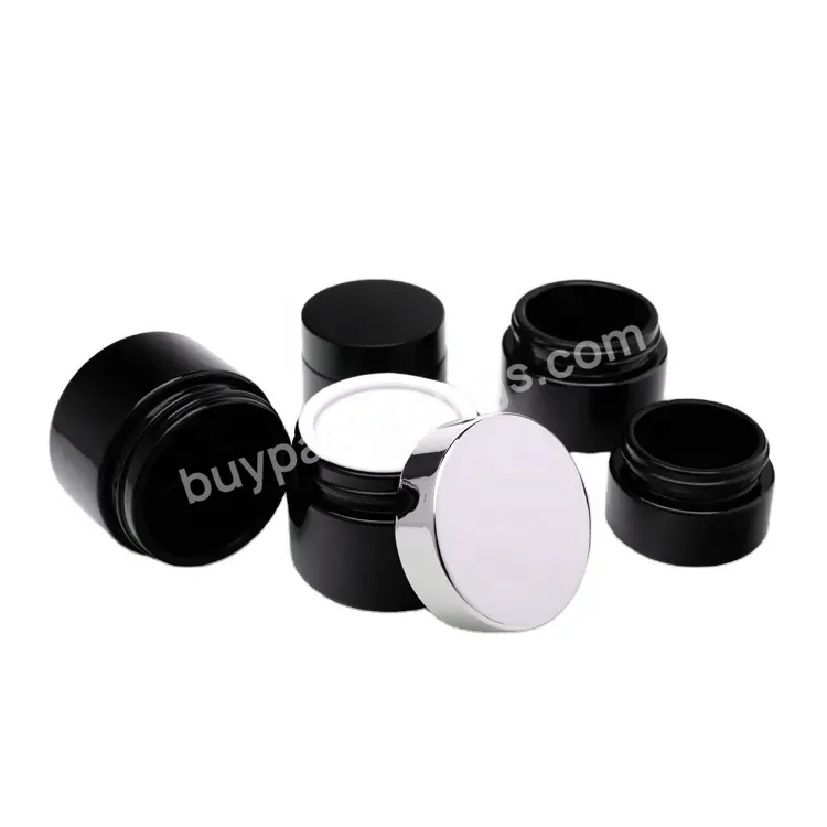 Painting Matte Black Cream Cosmetic Glass Jar 50g Gold Cap 30g Glass Jars And Lids Face Care Cream Jar Wide Mouth Container Oem