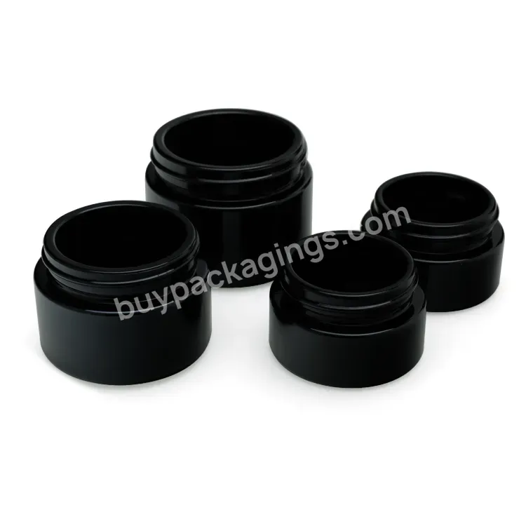 Painting Matte Black Cream Cosmetic Glass Jar 50g Gold Cap 30g Glass Jars And Lids Face Care Cream Jar Wide Mouth Container Oem