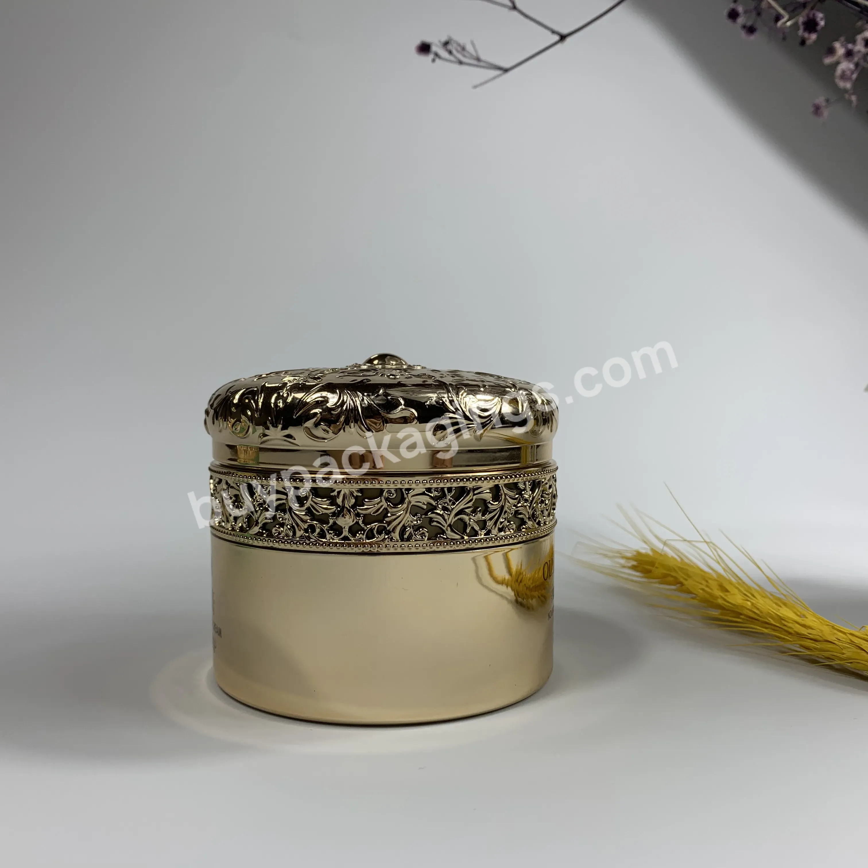 Palace Style Golden Empty Plastic Skin Care Cosmetic Cream Jar Luxury 30g 50g Gold Cream Jar