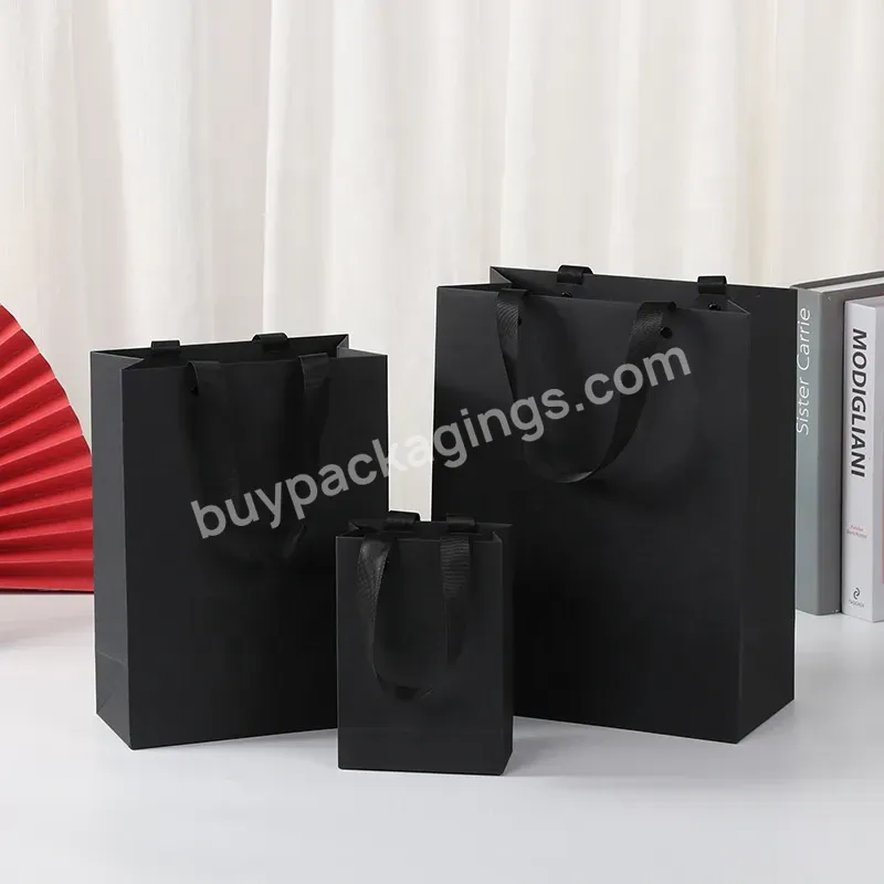 Paper Bag Custom Printed Logo Luxury Clothing Shopping Paper Bags Boutique Recyclable Gift Bag With Ribbon Rope