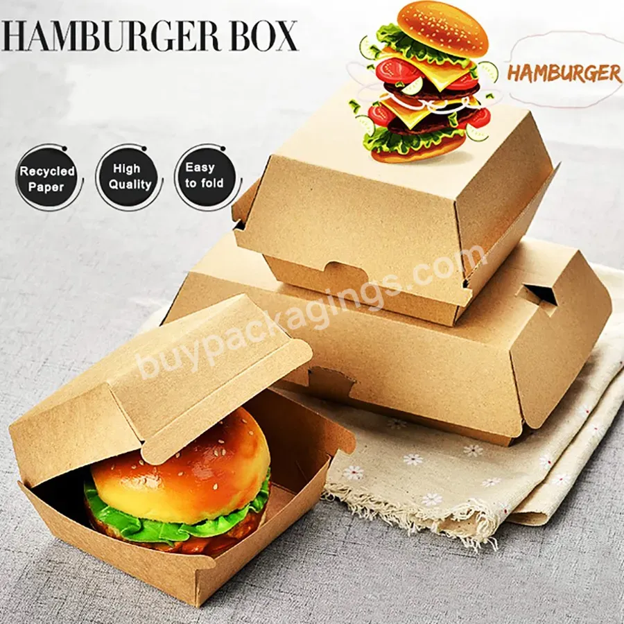 Paper Burger Box Customized Disposable Food Packaging Hamburger Box Take Away Box Burger