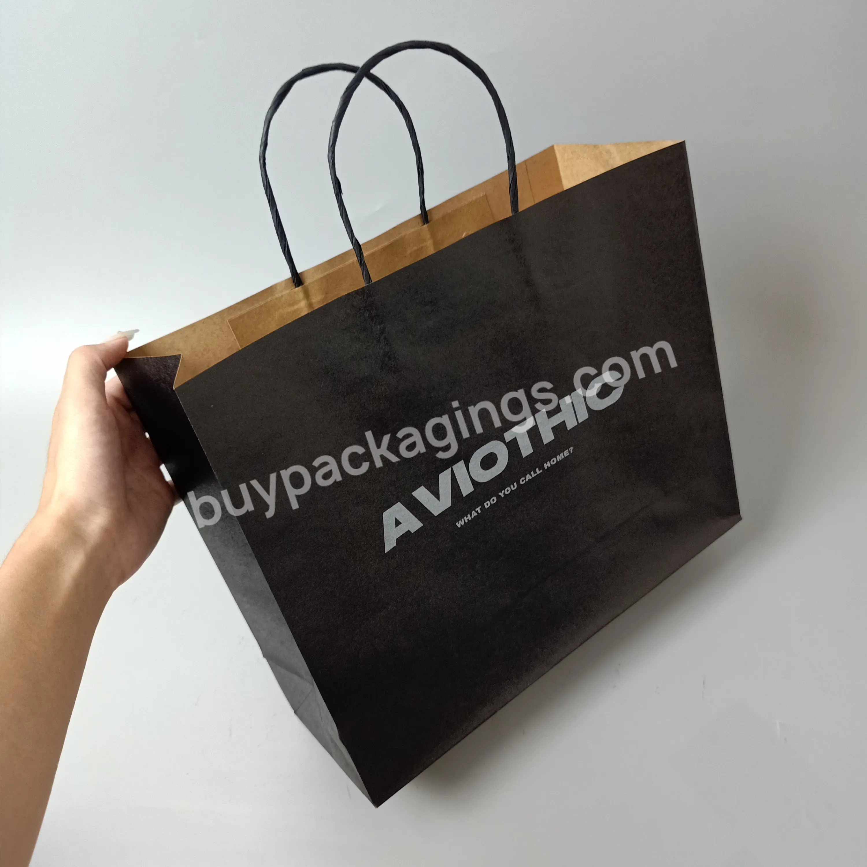 Paper Kraft Shopping Bag Custom Black Craft Paper Gift Bags Kraft Paper