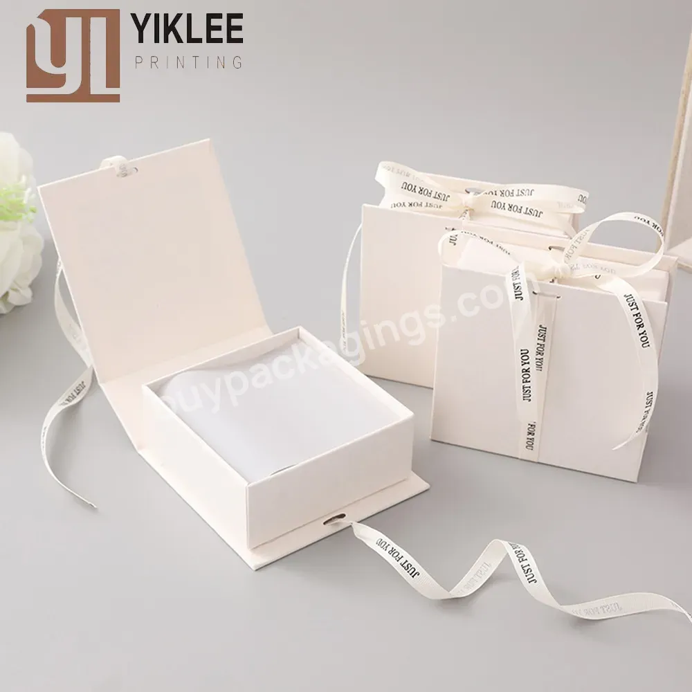 Paper Mini Gift Packaging Box Ring Earrings Necklace Pendant Organizer Simple New Flip Jewelry Box Bowknot Ribbon Paper Boxes