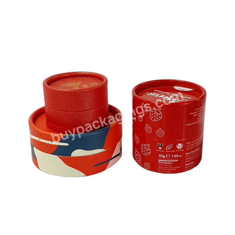 Paper Packaging Tea Tin Lid Canister Packaging Cardboard Box Cmyk Printing Rolled Edge Paper Cylinder Tube With Metal Lid