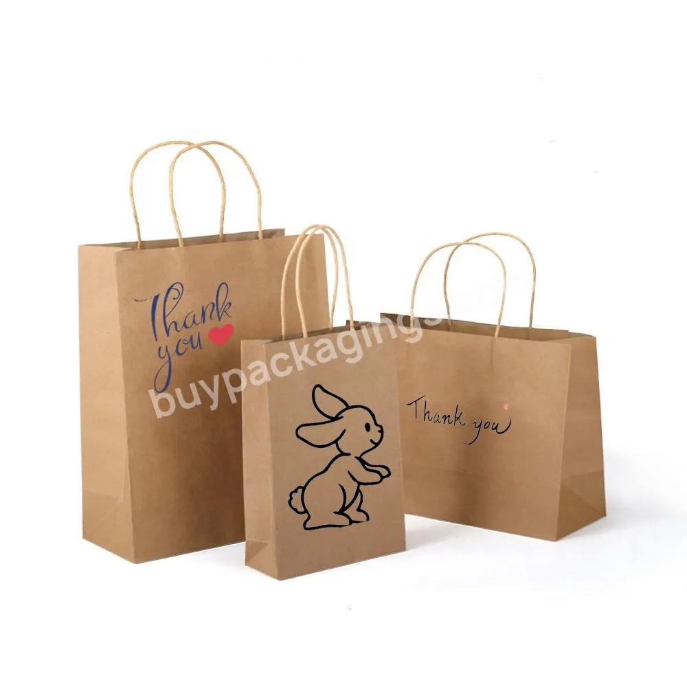 Paper Shopping Gift Packaging Bag Print Customized Thank You Kraft Large Recycled White Gift Packing Recyclable Customized Size