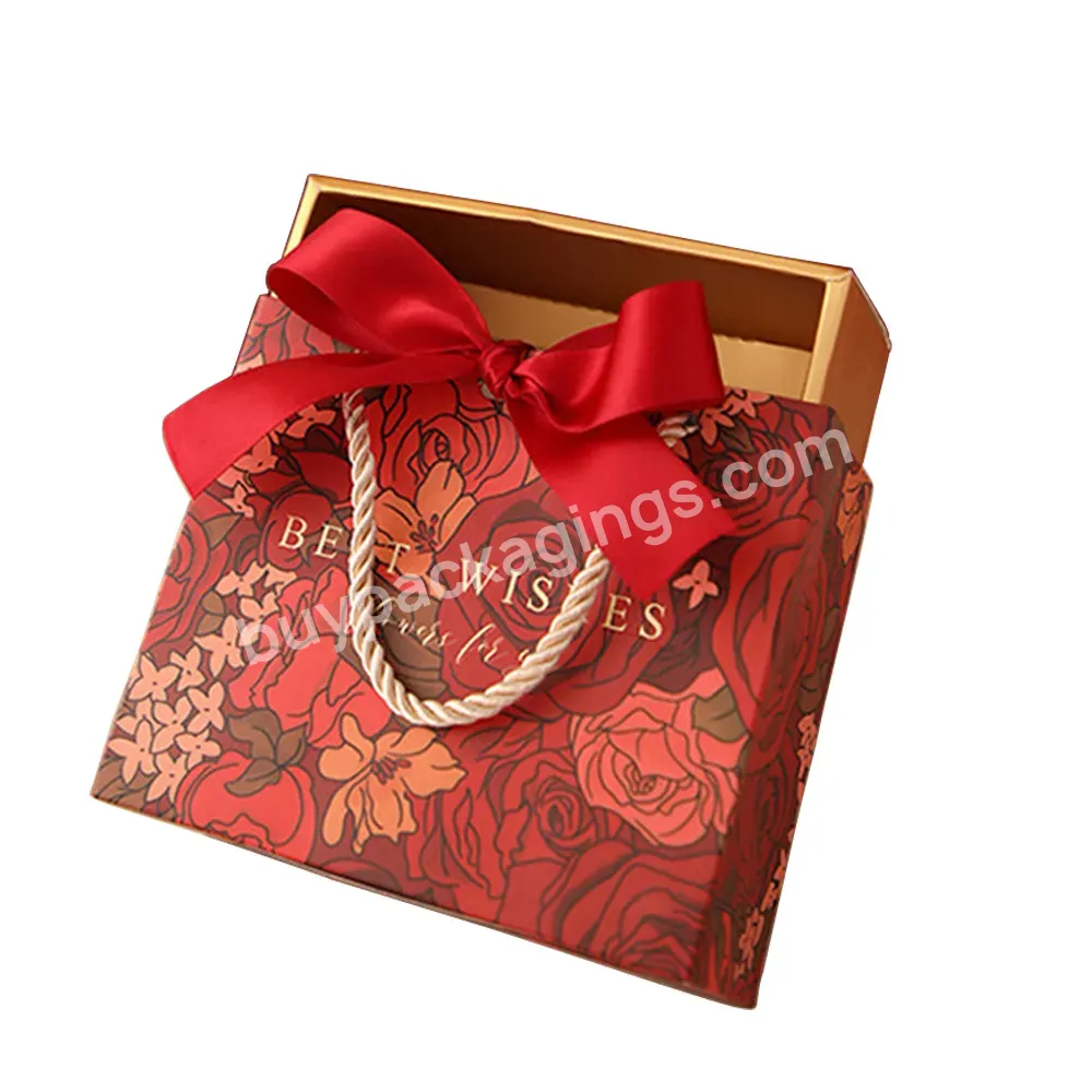 Party Birthday Celebrate Favor Custom Logo Printed Luxury Storage Packaging Boxes Gift Packaging Handle Paper Bag Sliding Box