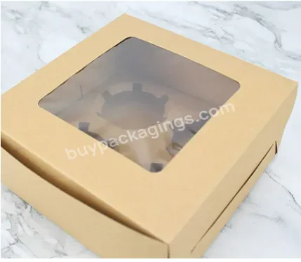 Pastry Box With 6 Dividers Cupcake Packaging Cookie Boxes Wholesale Baking Food Paper Gift Box Dessert Candy Foldable Cardboard