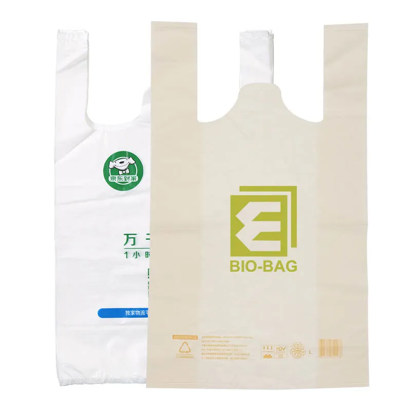 PBAT PLA Green Compostable Die Cut Thick Carrefour Biodegradable Supermarket Eco Friendly Grocery Bag