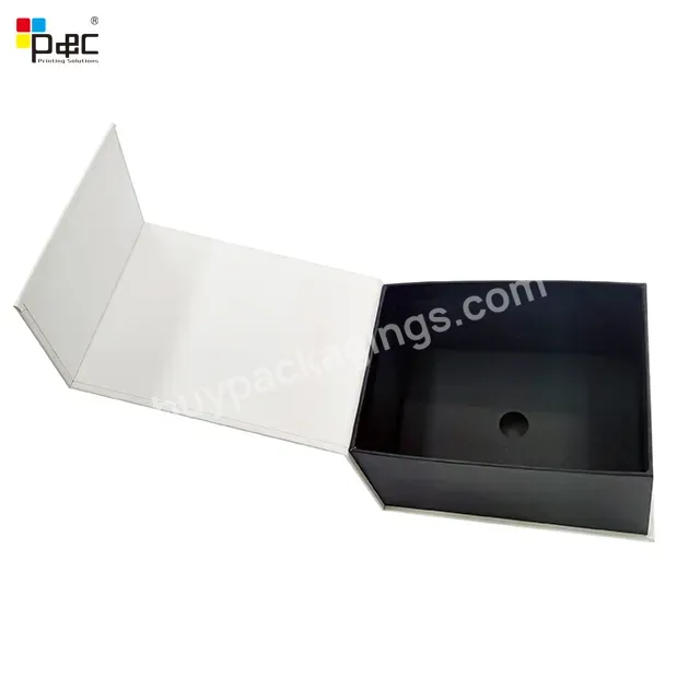P&c Custom High Quality Paper Black Square Luxury Packaging Gift Box With Paper Handle