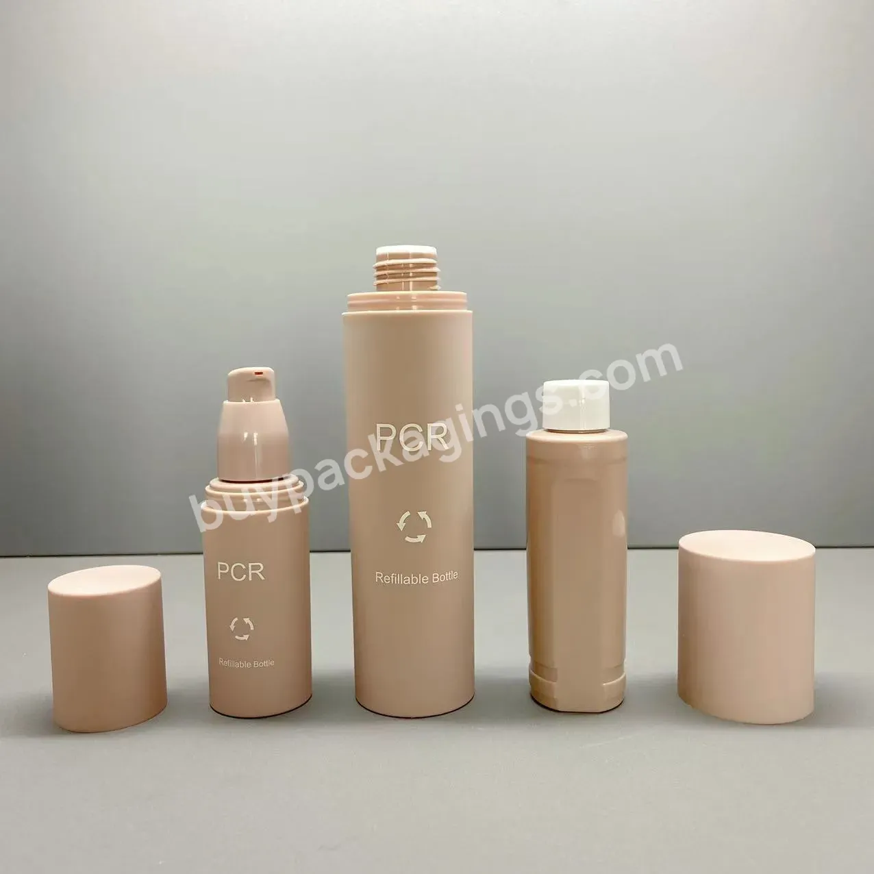 Pcr Pp Eco Friendly Plastic Refillable Lotion Bottle And Jar Set Soft Touch Plastic Serum Bottles 15/30/60/100/120ml