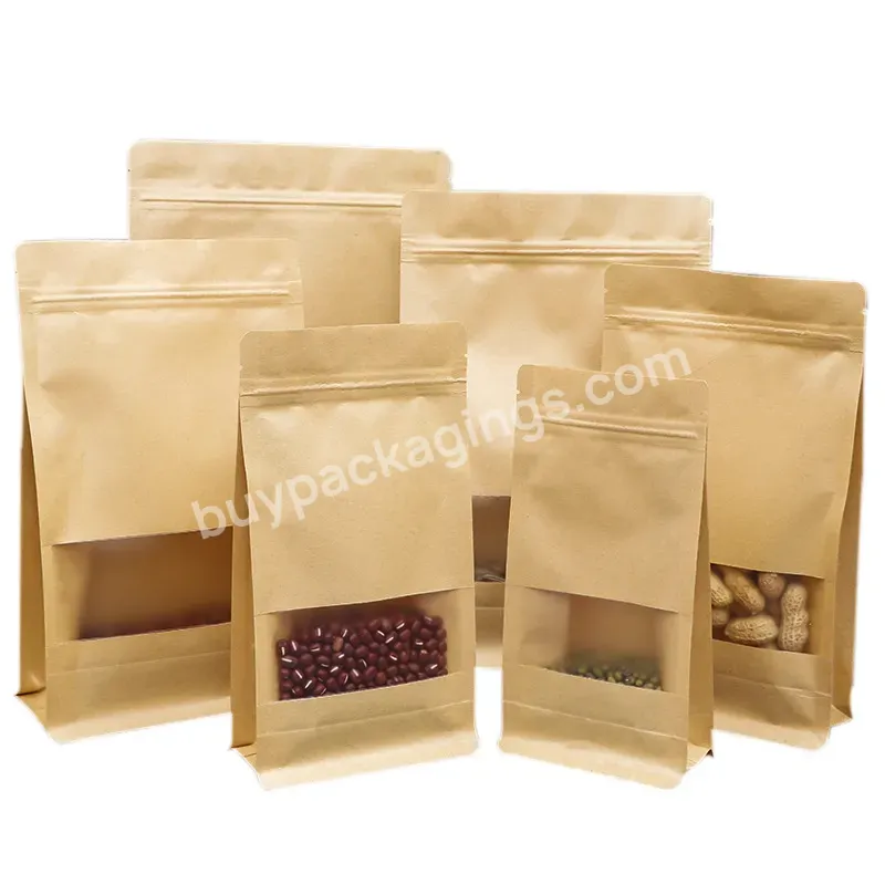 Pe Film Coating Waterproof Paper Bag Frosted Window Flat Bottom Stable Recyclable Kraft Paper Bag - Buy Kraft Paper Bag,Recyclable Paper Bag,Waterproof Paper Bag.