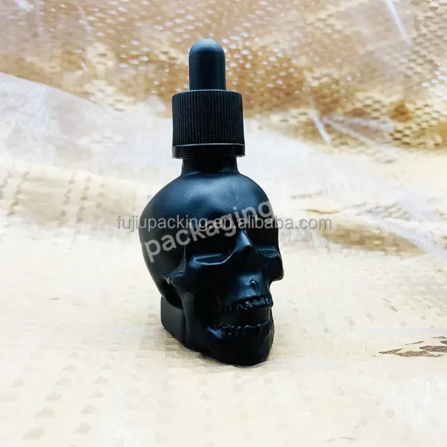 Perfume 30ml 60ml 120ml Skin Care Packaging Skull Head Shape Glass Skull 1oz Glass Beard Oil Dropper Bottle For Beard Oil