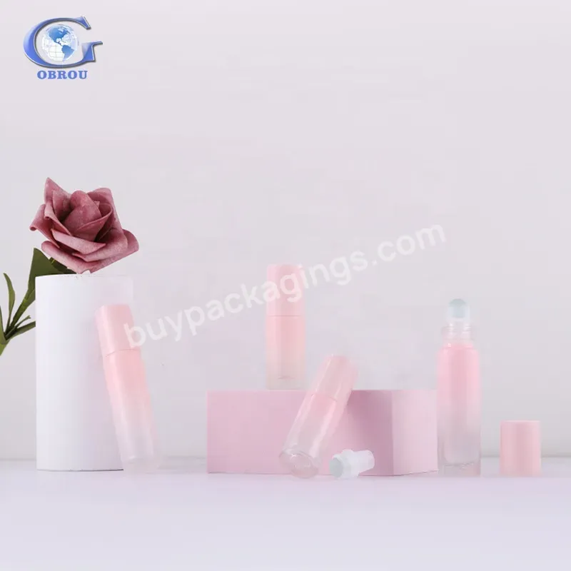 Perfume Deodorant 10ml Roll On Bottle For Essential Oils Gradient Pink Colorful Glass Roller Bottles