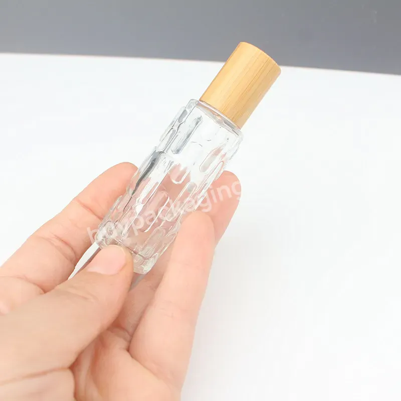 Perfume Essential Oil Clear Roller Bottle 10ml Glass Roll On Bottle With Bamboo Lid And Rollers