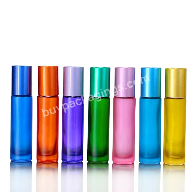 Perfume Roll On Bottle Rainbow Color Glass Empty 5ml 10ml Frosted Essential Oil Roller Bottle