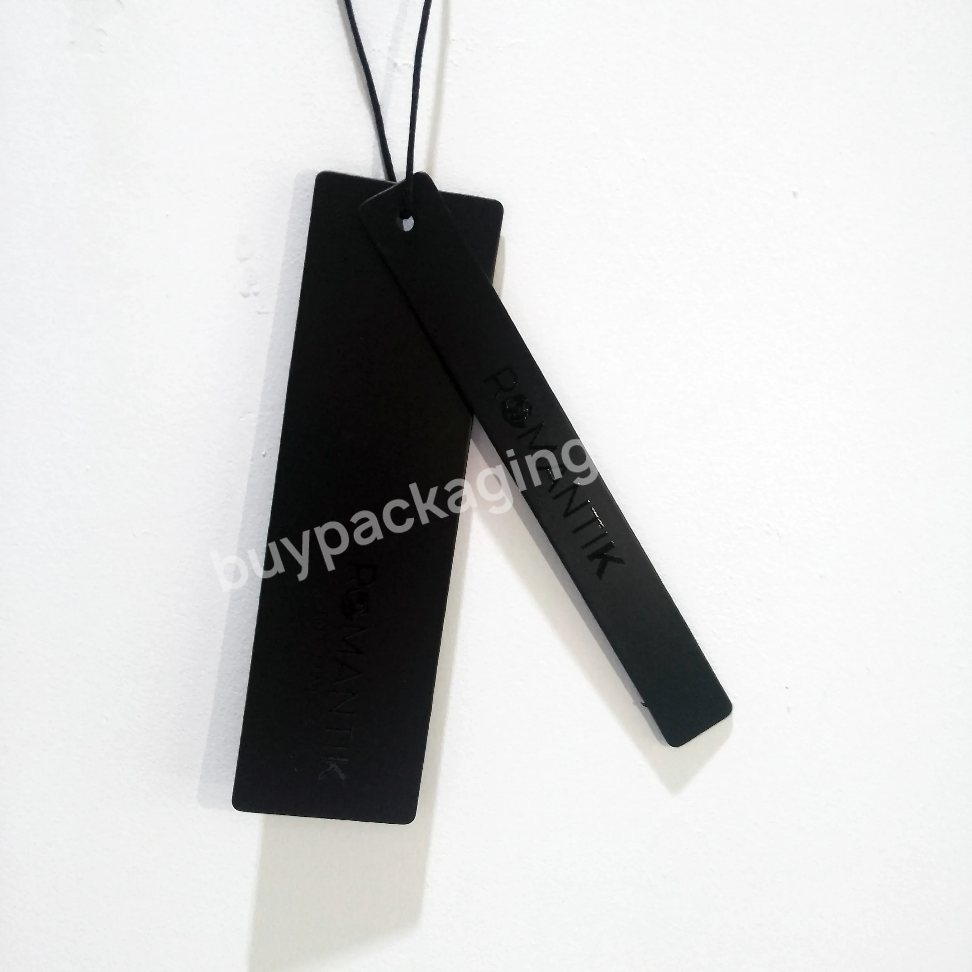 Personal Fast And High Quality Custom Luxury Recyclable Hangtag Embossed Uv Tags Black Paper Swing Label For Clothing