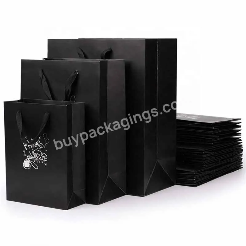 personalised black luxury gift bags black kraft paper shopping bag packaging with handle