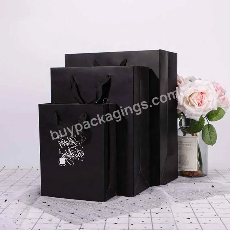 personalised black luxury gift bags black kraft paper shopping bag packaging with handle