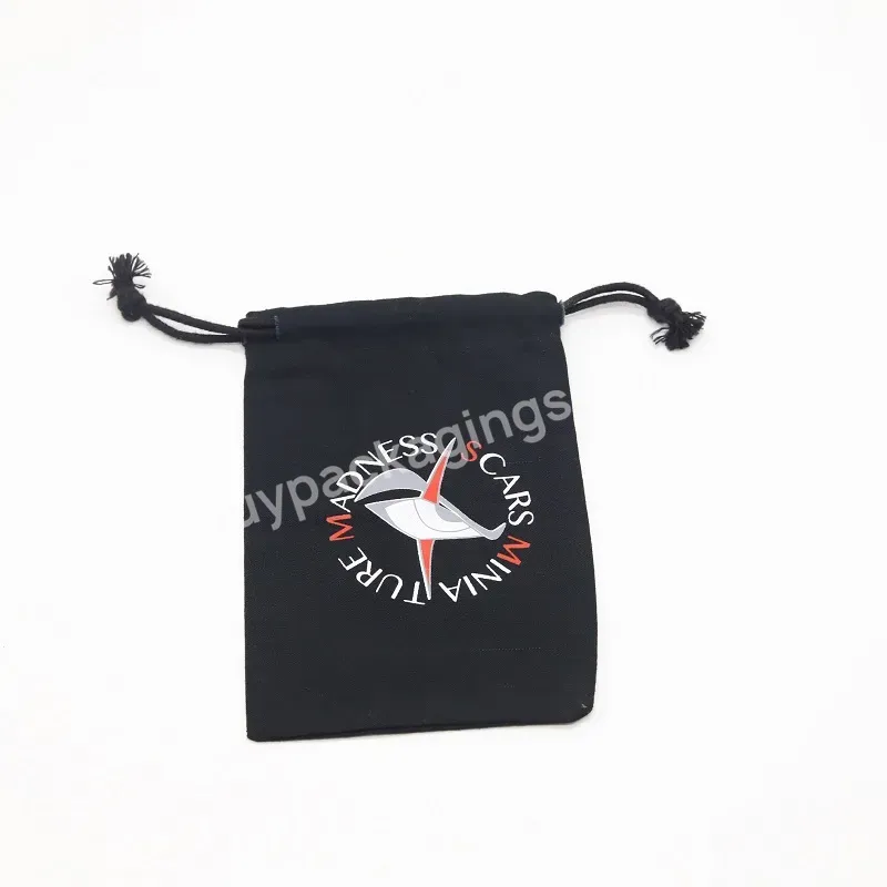 Personalised Cotton Linen Jewelry Cosmetic Bag With Drawstring Black Jewelry Gift Packaging Muslin Pouch