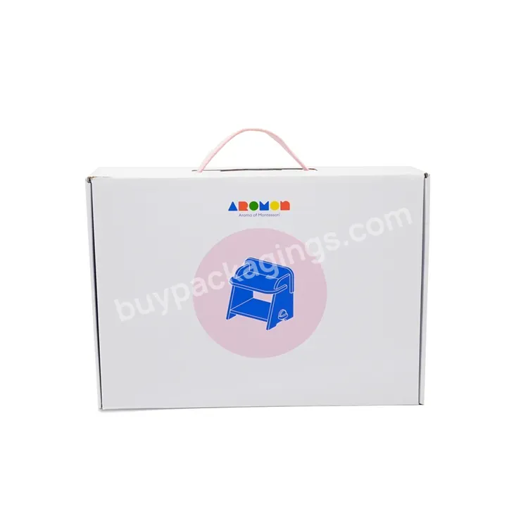 Personalised Ordinary White Corrugated Cardboard Paper Packaging Carton Mailer Shipping Box With Handle