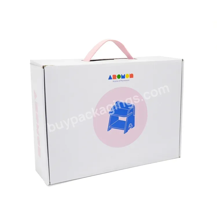 Personalised Ordinary White Corrugated Cardboard Paper Packaging Carton Mailer Shipping Box With Handle