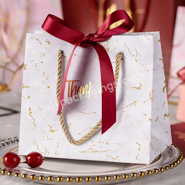 Personalize Logo Manufacturer Direct Kraft Presents Delivery Paper Wedding Gift Bags With Handle And Ribbon