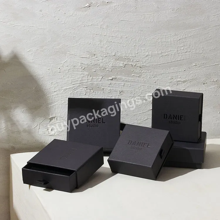 Personalized And Trendy Drawer Slide Out Gift Box 2 Piece Drawer Pull Out Container Box Black Jewelry Box