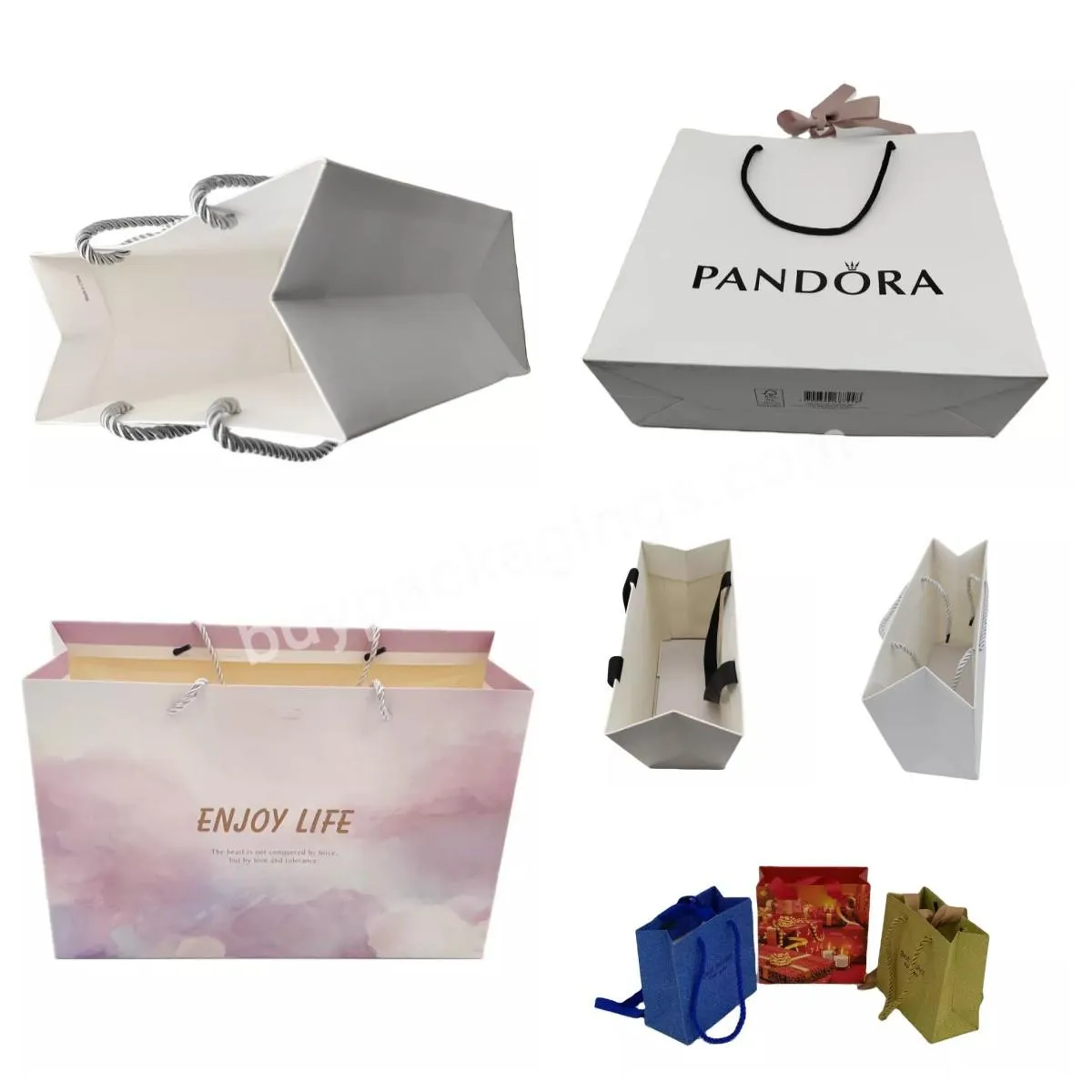 Personalized Boutique Gift Paper Bag Logo Printed Packaging Custom Sweets Packing Light Paper Bags