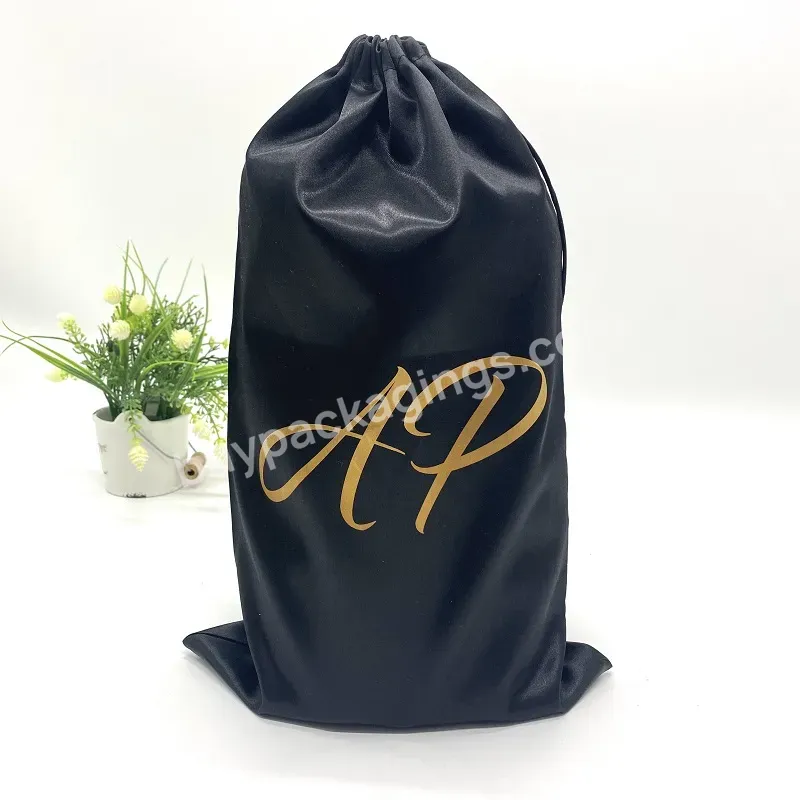 Personalized Custom Logo Printed Silk Satin Drawstring Bag Dust Shoe Packaging Pouch